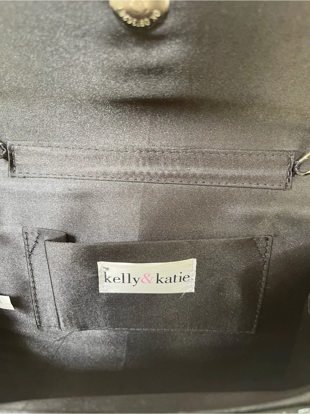 Kelly & Katie Black Patent Wristlet Clutch with Silver Accent